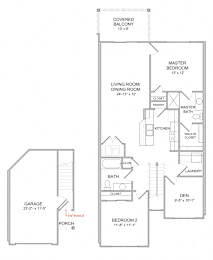 Floor Plan  2 Bedroom/2 Bath/Den/2nd Floor - NEW CONSTRUCTION