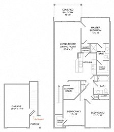 Floor Plan  3 Bedroom/2 Bath/2nd Floor
