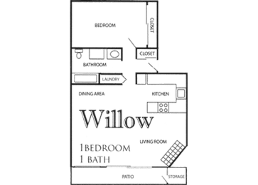 1 Bed 1 Bath Floor Plan at Autumn Village, Milton