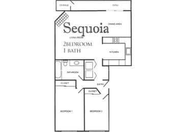 2 Bed 1 Bath Floor Plan at Autumn Village, Washington