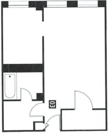 0 Bed 1 Bath Floor Plan at Edwards on Fifth, Seattle, 98121