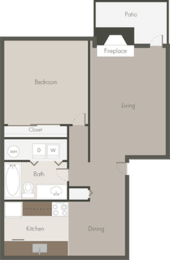 1 Bedroom 1 Bathroom Floor Plan at Northpoint Apartments, Washington