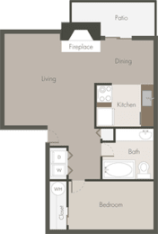 1 Bedroom 1 Bath Floor Plan at Northpoint Apartments, Tacoma