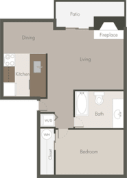 1 Bedroom 1 Bath Floor Plan at Northpoint Apartments, Tacoma, Washington