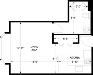 Studio Floor Plan at Zindorf, Washington