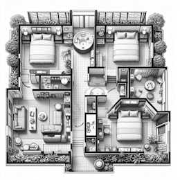 an aerial view of a bedroom apartment floor plan