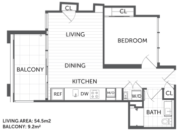 Floor Plan  1I - 1Bed 1 Bath - The Briscoe by Kinleaf