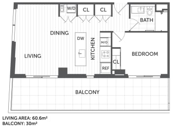 Floor Plan  1O - 1Bed 1 Bath - The Briscoe by Kinleaf