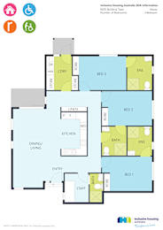 Floor Plan  A floor plan of a house with three bedrooms and a kitchen.