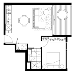 A black and white image of a floor plan for a house.