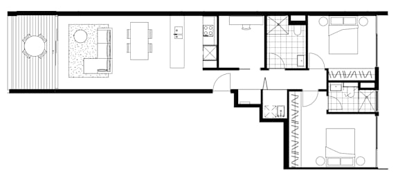 A black and white floor plan of a house with multiple rooms.