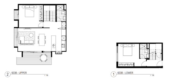 A floor plan of a two-story building with labeled rooms.