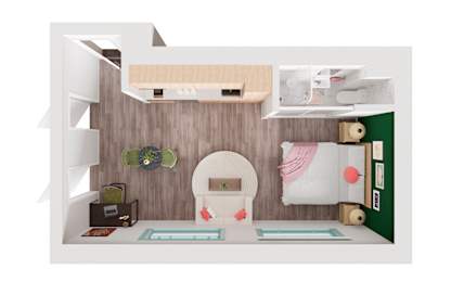 A bathroom with a toilet, sink, and a mirror.