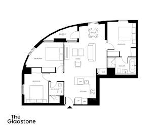 A black and white floor plan of a house layout.