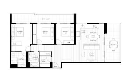 A floor plan of a house with labeled rooms and dimensions.