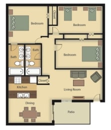 Three Bedroom Floor Plan Image