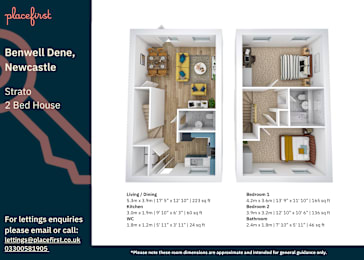 Floor Plan  A real estate listing for a 2 bedroom house in Benwell Dene, Newcastle with two floor plan images and contact information.