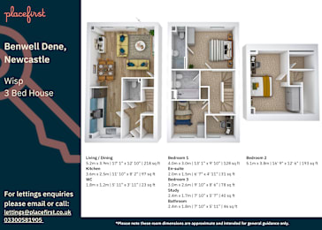 Floor Plan  A brochure for a 3 bedroom house in Benwell Dene, Newcastle with contact information and floor plans.