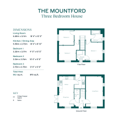 the floor plan of the mountford three bedroom house