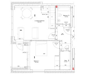 the floor plan of the ground floor of a house