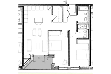 a schematic diagram of a floor plan of a house