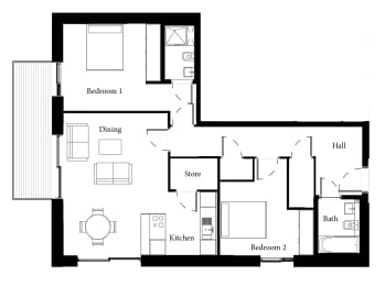  Floor Plan Standard 2 Bed