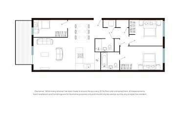 A floor plan of a house with a kitchen, living room, and bedrooms.