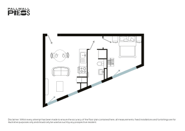 a floor plan of a house with a bedroom and a living room