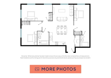 A floor plan of a house with a kitchen, living room, and dining area.