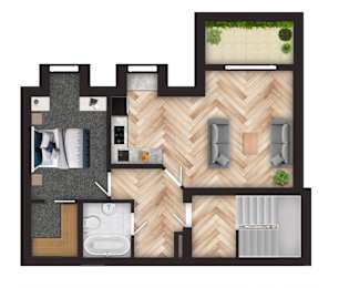 Floor Plan  a floor plan of a house with a bedroom and a bathroom