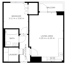 Floor Plan  1 Bed Apartment U Maynooth