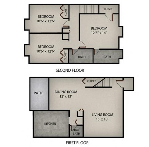 Floor Plan  3 Bedroom Townhome |1534 SF.