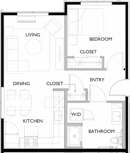 Floor Plan  A black and white floor plan of a house with labeled rooms.