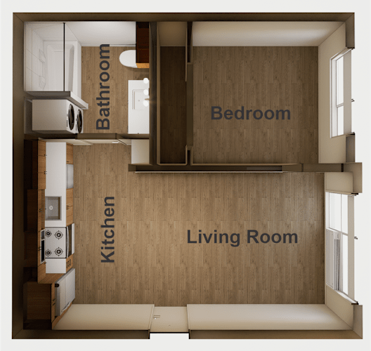 Floor Plan  A diagram of a house layout with labeled rooms.