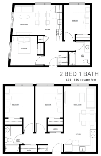 Floor Plan  floor plan of the 2 bed 1 bath house plans