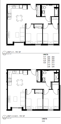 Floor Plan  Two floor plans for a 224 unit apartment building.