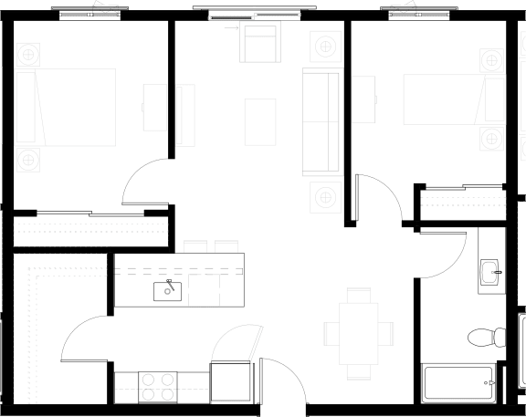 Floor Plan  a floor plan of a house with a bedroom and a living room
