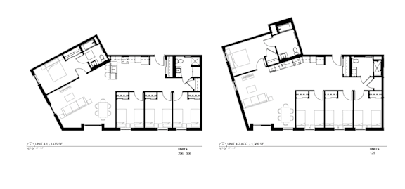 Floor Plan  Two black and white floor plans of a house with Unit A and Unit B.