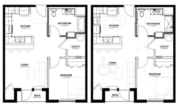Floor Plan  two floor plans for a house with two bedrooms and two bathrooms