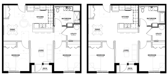 Floor Plan  two floor plans for a house with two bedrooms and two bathrooms