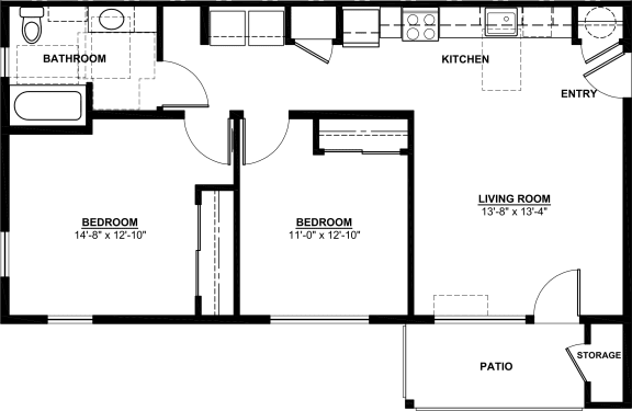 Floor Plan  Fern Ridge 2 Bedroom Floor Plan A