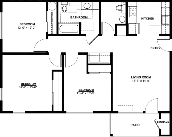 Floor Plan  Fern Ridge 3 Bedroom Floor Plan A