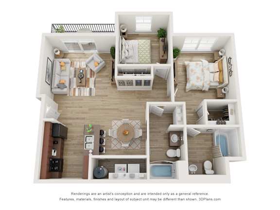 Floor Plan  2 Bedroom Floor Plan at Florentine Villas, Midvale, UT 84047