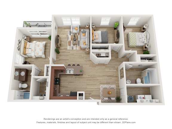 Floor Plan  3 Bedroom Floor Plan at Florentine Villas, Midvale, UT