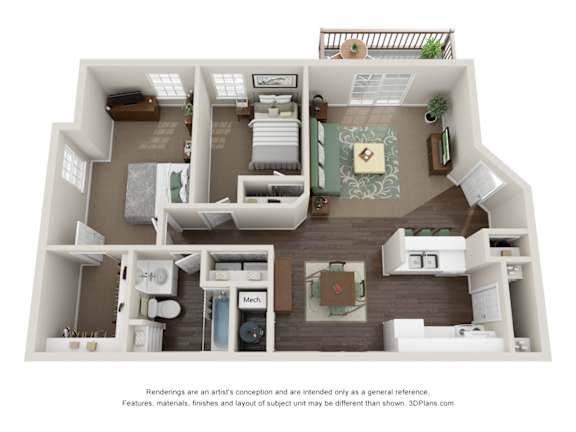 Floor Plan  2 Bedroom 1 Bath Floor Plan at Sunset Ridge, West Jordan Utah