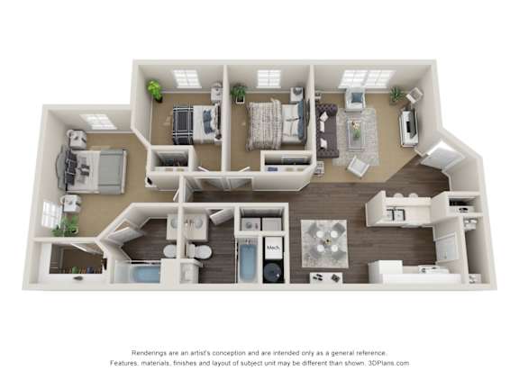 Floor Plan  3 Bed 2 Bath Floor Plan at Bluffs Apartments, Bluffdale