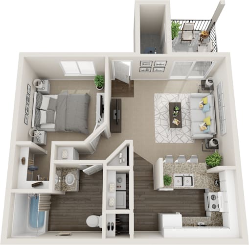 Floor Plan  1 bed 1 bath A at West Park Apartments, Albuquerque, New Mexico