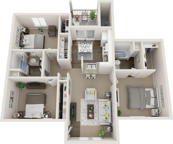 Floor Plan  3 Bed 2 Bath Floor Plan at West Park Apartments, New Mexico