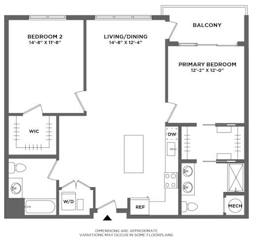 Floor Plan  private terrace, master bath, open living dining layout, luxury finishes, walk in closets, double vanity, oversized windows