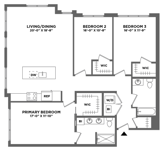 Floor Plan  large three bedroom, master suite, walk in closet, luxury finishes, two bathrooms
